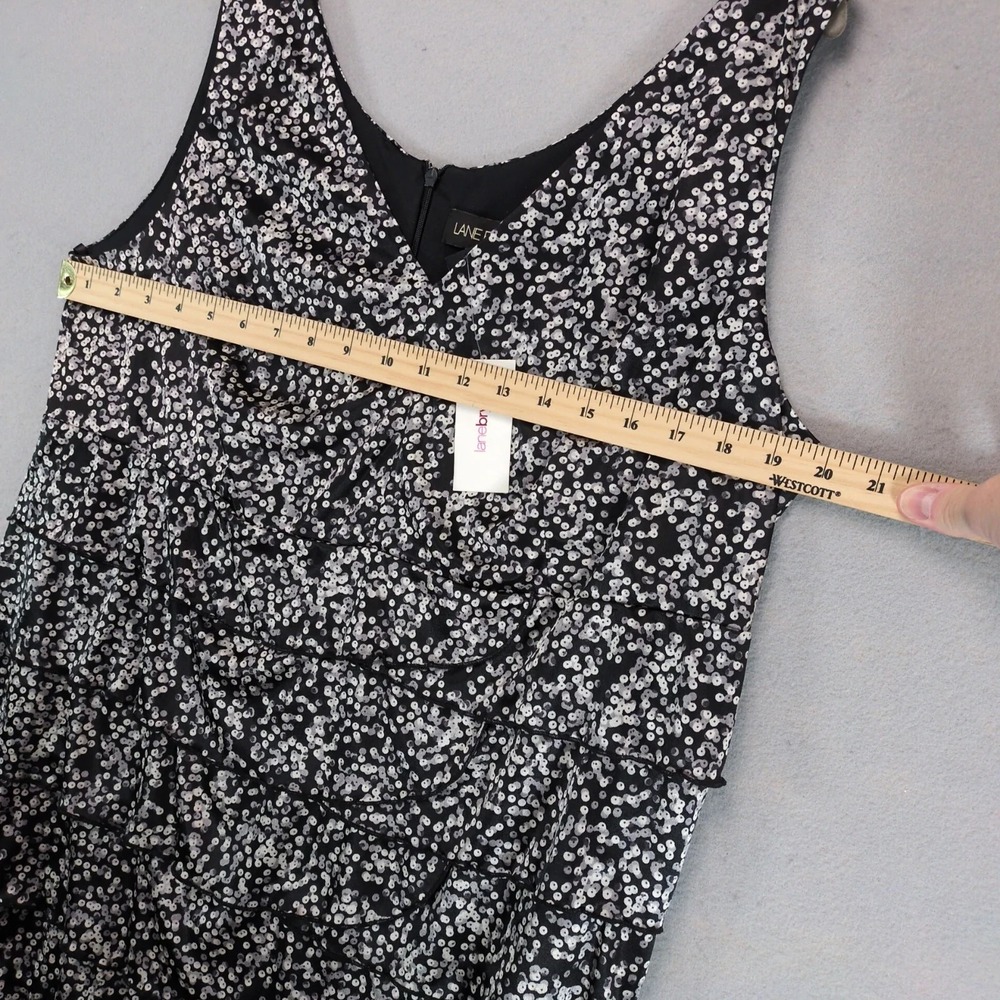 NWT Lane Bryant Sheath Dress Plus Size 20 Black Abstract Ruffle Satin Sleeveless - Picture 4 of 10